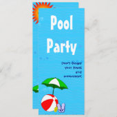 Invitations de thème de natation de la fête de la  (Devant / Derrière)