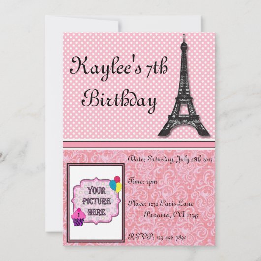 Invitations de thème de Paris - avec l'image (Dos)