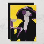 Invitations de thés Art Déco Vintage l'après-midi (Devant / Derrière)