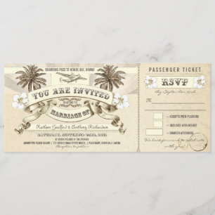 Invitations de tickets d'embarquement mariage