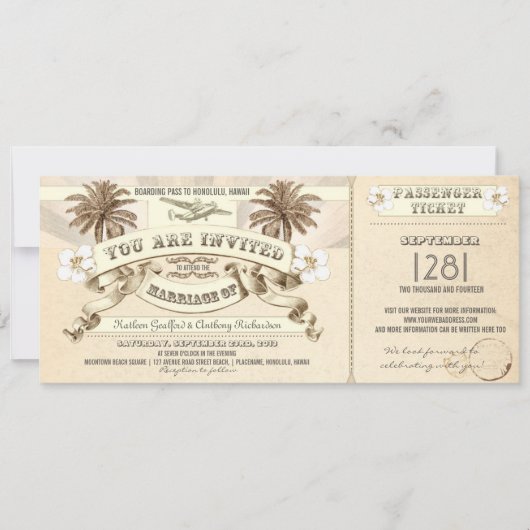 Invitations de tickets d'embarquement mariage TROP (Devant)