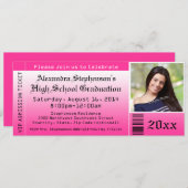 Invitations de tickets pour la finition photo rose (Devant / Derrière)