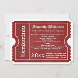 Invitations de tickets Red and White Graduation