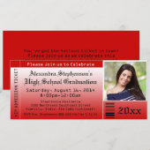 Invitations de tickets Red Photo Graduation (Devant / Derrière)