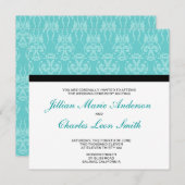 Invitations de Tiffany Turquoise Mariage damassé (Devant / Derrière)