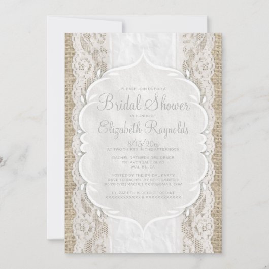 Invitations de toile blanches de Fête de la mariée (Devant)