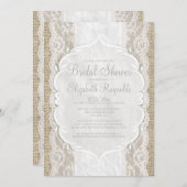 Invitations de toile blanches de Fête de la mariée (Devant / Derrière)