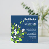 Invitations de toile bleues de mariage de saphir (Debout devant)