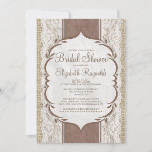 Invitations de toile Brown de Fête de la mariée de