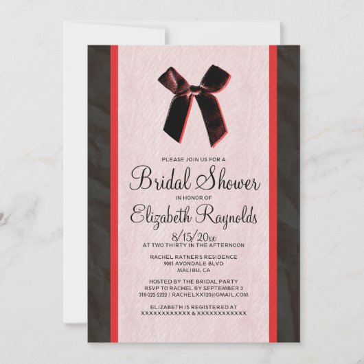 Invitations de toile de Fête de la mariée d'arc (Devant)