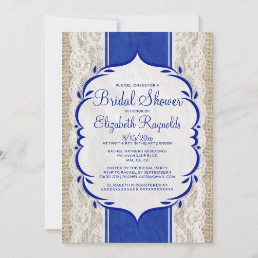 Invitations de toile de Fête de la mariée de (Devant)