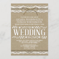 Invitations de toile de jute de ficelle de pays et