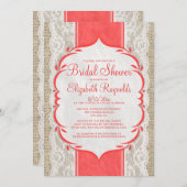 Invitations de toile rouges de Fête de la mariée (Devant / Derrière)
