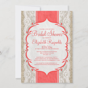 Invitations de toile rouges de Fête de la mariée