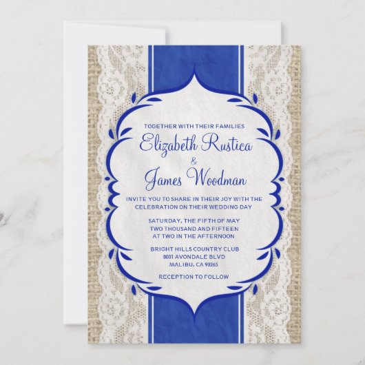 Invitations de toile vintages de mariage de toile (Devant)