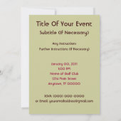 Invitations de tournoi de golf de dames (Dos)