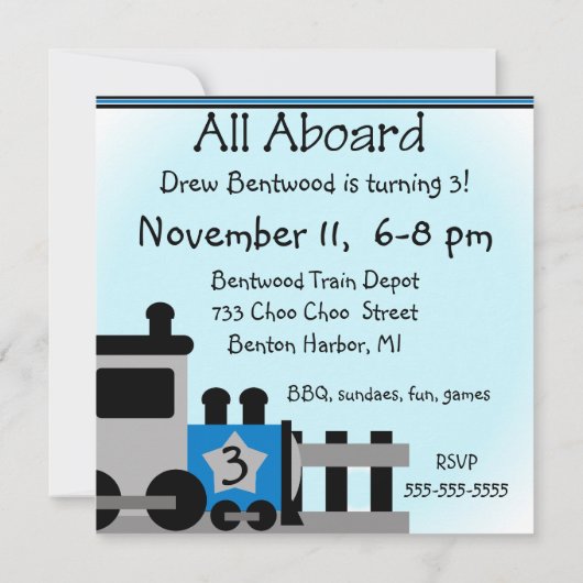 Invitations de train Chugga Choo Choo (Dos)