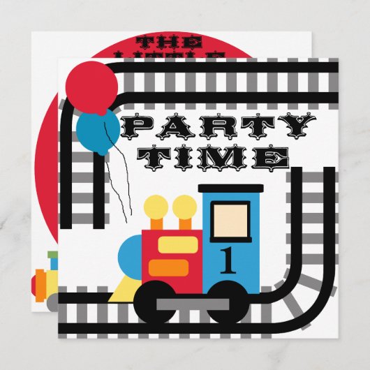 Invitations de train d'anniversaire de l'heure de  (Devant / Derrière)