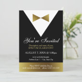 Invitations de Tuxedo Black et Gold| Parti élégant (Debout devant)
