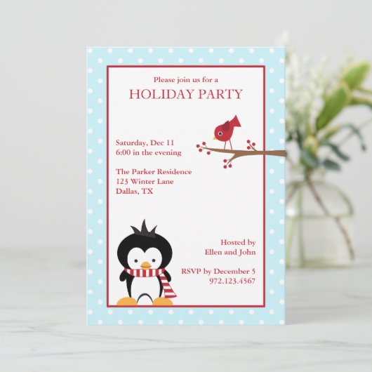 Invitations de vacances Penguin (Debout devant)