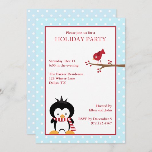 Invitations de vacances Penguin (Devant / Derrière)