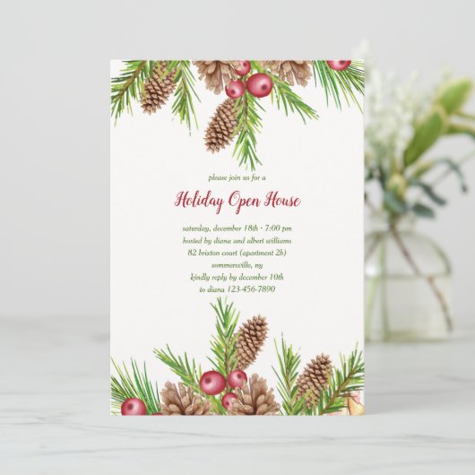 Invitations de vacances Pine et Berries (Debout devant)