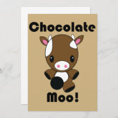 Invitations de vache Moo Kawaii au chocolat (Devant / Derrière)