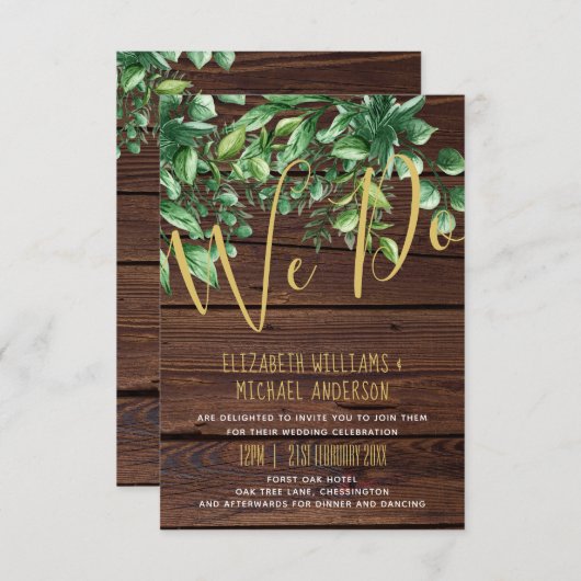Invitations De Verdure Rustique Moderne Avec Envel (Devant / Derrière)
