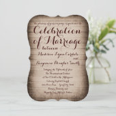 Invitations de vieux Mariage campagnard rustique e (Debout devant)