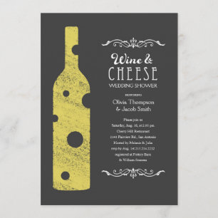 Invitations de vin et de fromage de wedding shower