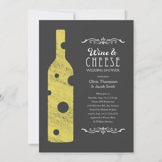 Invitations de vins et fromages Wedding showers en (Devant)