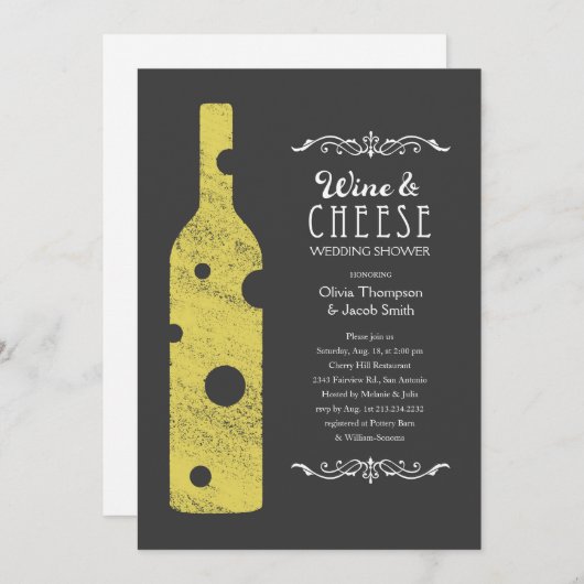 Invitations de vins et fromages Wedding showers en (Devant / Derrière)