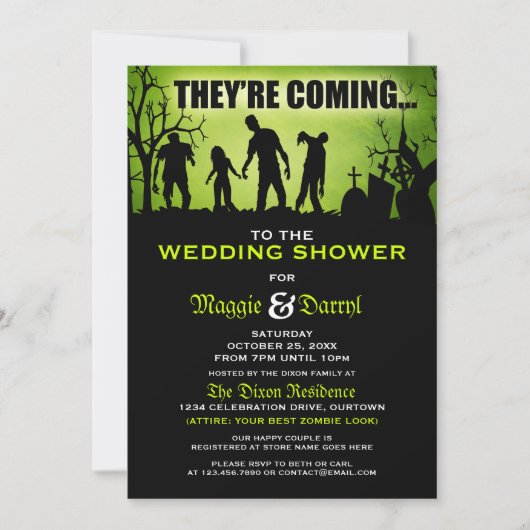 Invitations de Wedding shower fantastique Zombie (Devant)