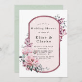 Invitations de Wedding shower Floral Chic Rose (Devant / Derrière)
