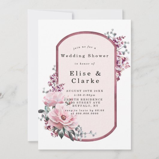 Invitations de Wedding shower Floral Chic Rose (Devant)
