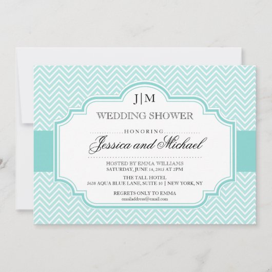 Invitations de Wedding showers Aqua Blue (Devant)