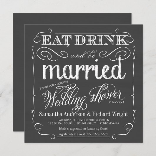 Invitations de Wedding showers de couples de table (Devant / Derrière)