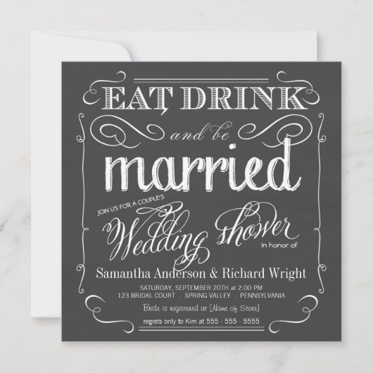Invitations de Wedding showers de couples de table (Devant)