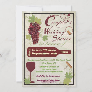 Invitations de Wedding showers de Couples de Vins 