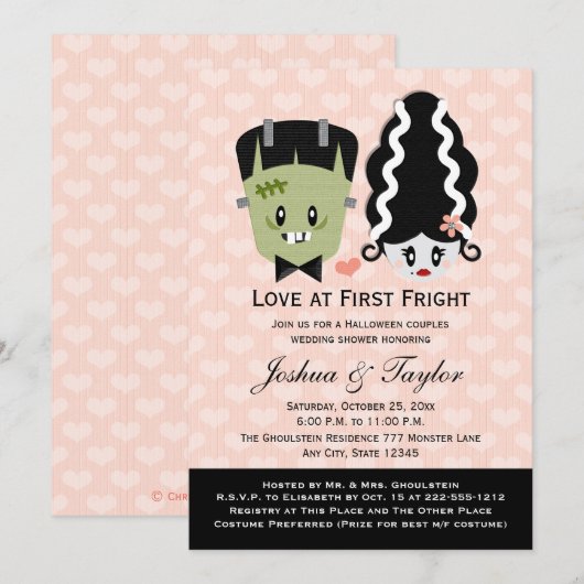 Invitations de Wedding showers de couples d'Hallow (Devant / Derrière)