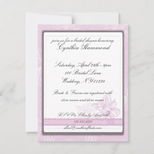 Invitations de Wedding showers de jonquilles roses (Devant)