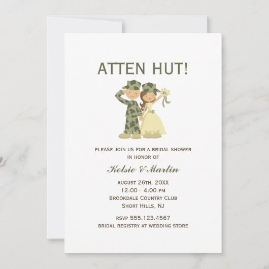 Invitations de Wedding showers de soldat et d'épou (Devant)
