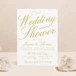 Invitations de Wedding showers fantaisistes en or<br><div class="desc">Invitations fantaisistes de Wedding shower Gold & White.</div>