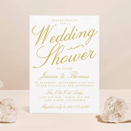 Invitations de Wedding showers fantaisistes en or
