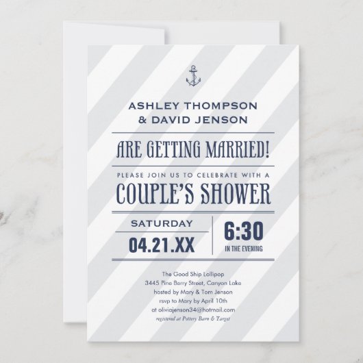Invitations de Wedding showers nautiques (Devant)