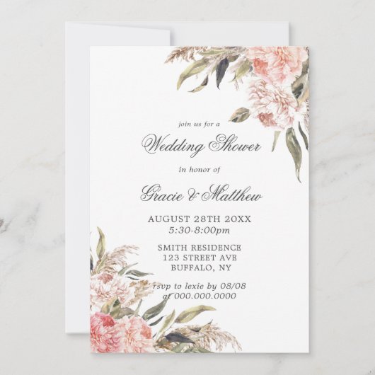 Invitations de Wedding showers neutres Boho Pink P (Devant)