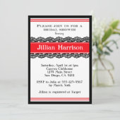 Invitations de Wedding showers nuptiaux Red Modern (Debout devant)