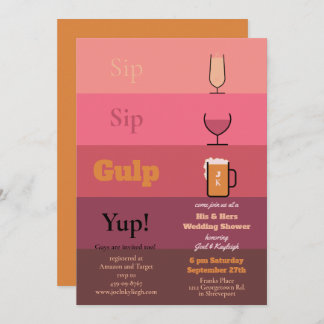 Invitations de Wedding showers Sip Gulp