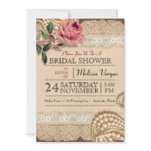 Invitations de Wedding showers vintages Roses Rose