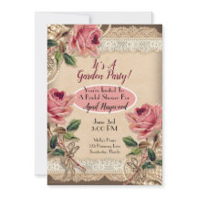 Invitations de Wedding showers vintages Roses Rose